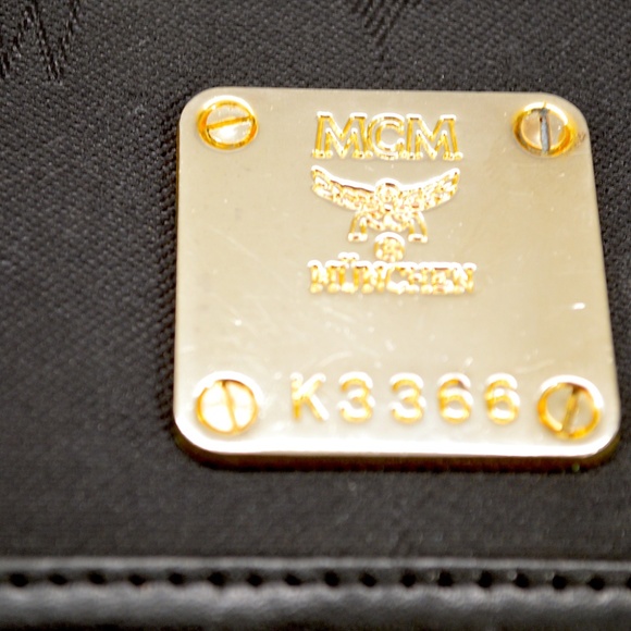 MCM Visetos Mini Flap Chain Crossbody Black Canvas Leather Bag. (Pre-Loved). - Picture 2 of 10